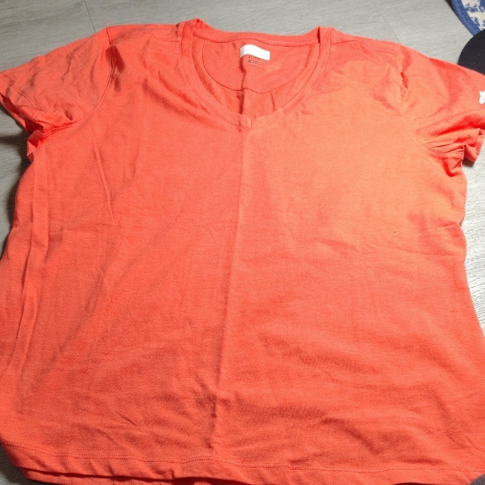 Greg Norman Womens XL Orange Heathered V-Neck Short Sleeve Shark Logo T-Shirt